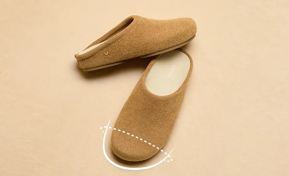 Tan Round-Toe Clog Mules showing the roomy round toe shape